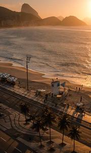 brasil Copacabana beach at sunrise photo