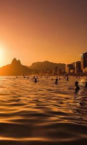 brazil Ipanema beach at sunrise photo